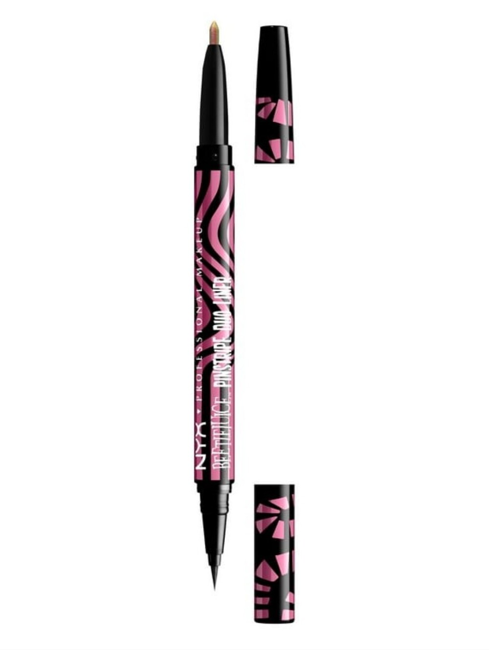 NYX Professional Makeup Beetlejuice Pinstripe Duo Eyeliner (Pink Chrome & Black)